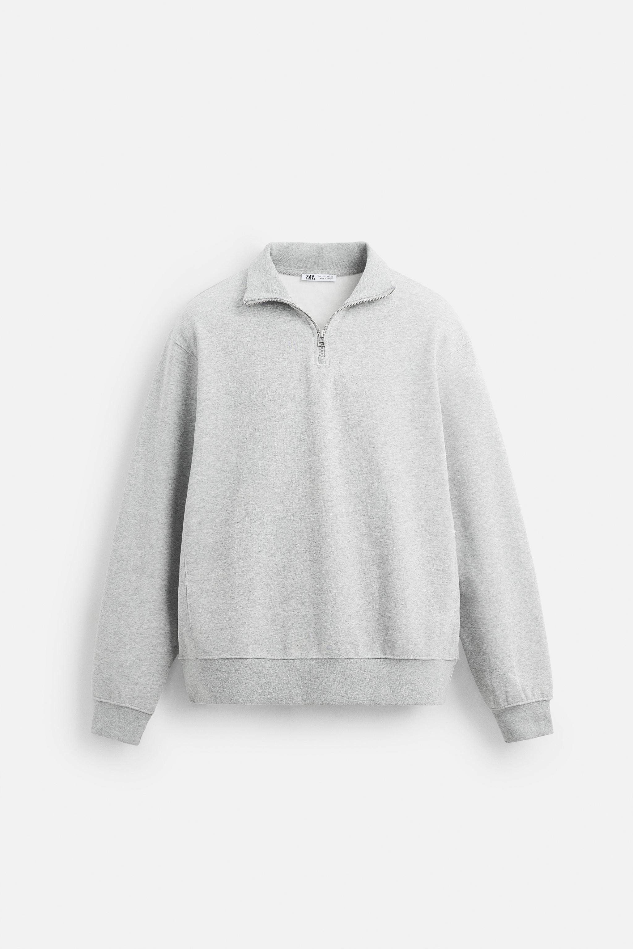BASIC QUARTER-ZIP SWEATSHIRT - Gray marl | ZARA United States