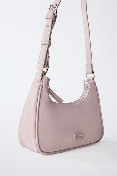 Zara NYLON SHOULDER BAG - Pink