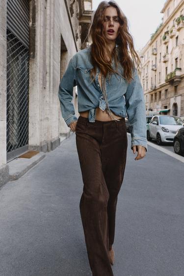 PANTALON EFFET DAIM - Marron chocolat de Zara - Image 5