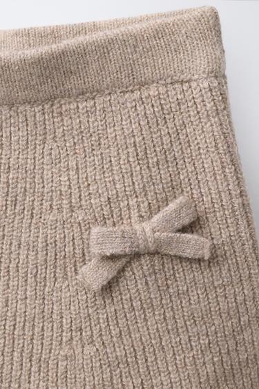 JUPE EN MAILLE AVEC NŒUDS - Sable / Chiné de Zara - Image 2