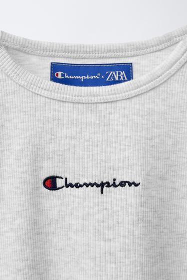 T-SHIRT CÔTELÉ INSCRIPTION CHAMPION ® X ZARA - Gris chiné de Zara - Image 2