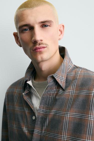 RELAXED FIT CHECK SHIRT - Grey marl by Zara - Image 4