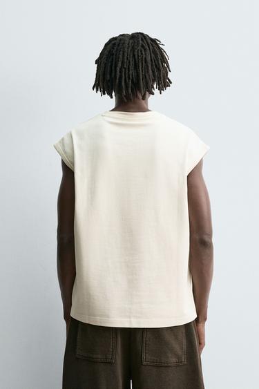 T-SHIRT TANK EFFET NÉOPRÈNE - Blanc cassé de Zara - Image 2