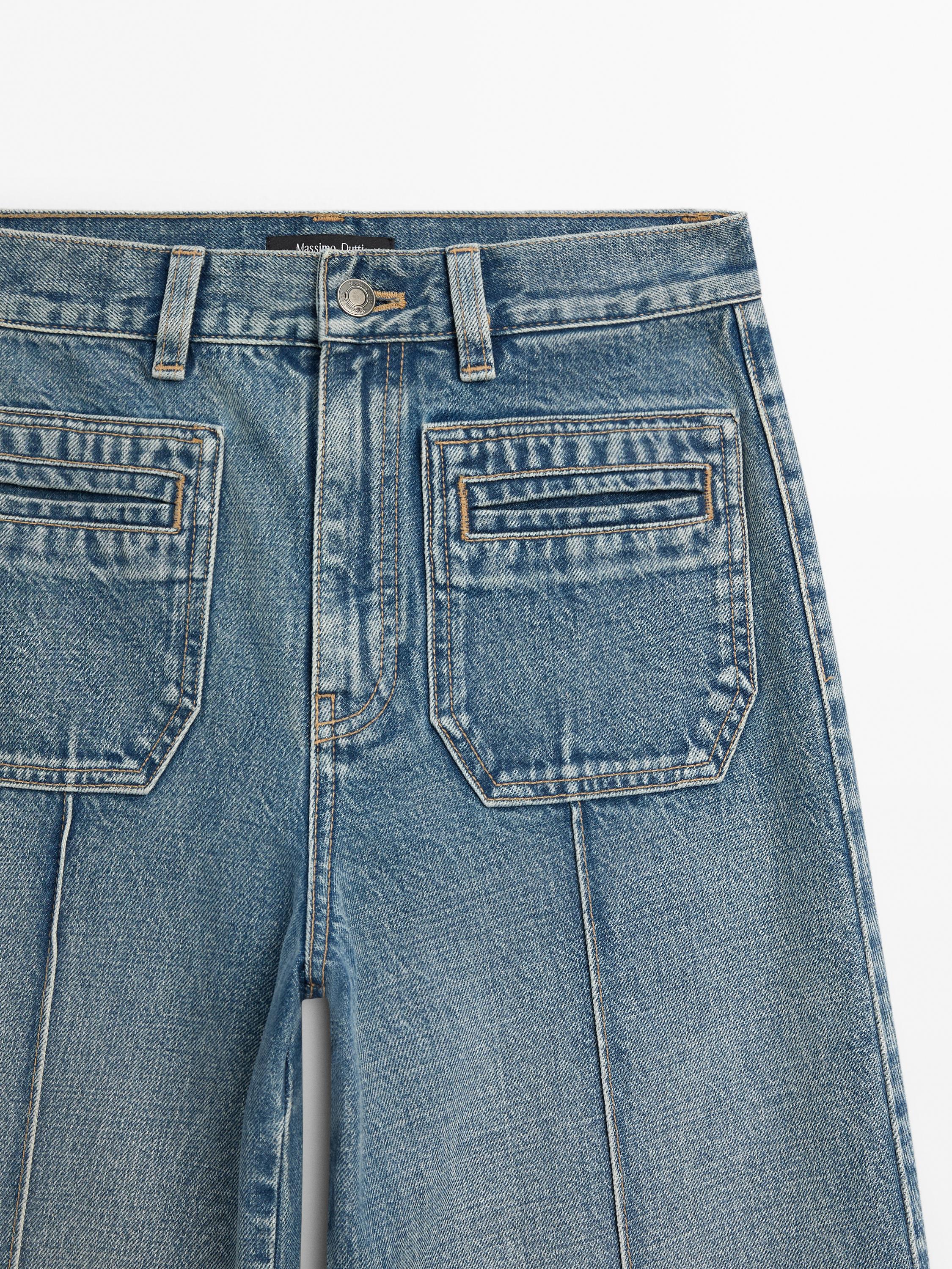 Mid-rise wide-leg jeans