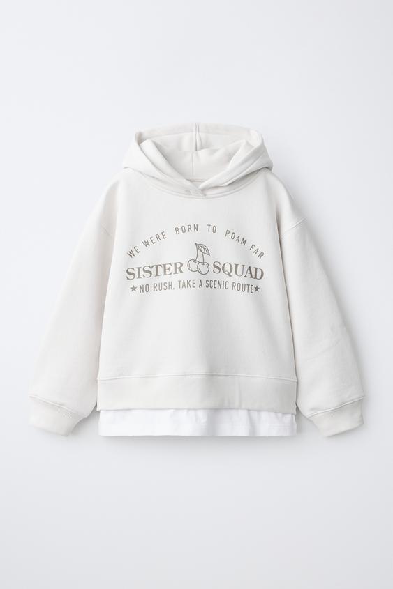 SLOGAN PRINT SWEATSHIRT WITH DOUBLE HEM - Ice by Zara - Image 0