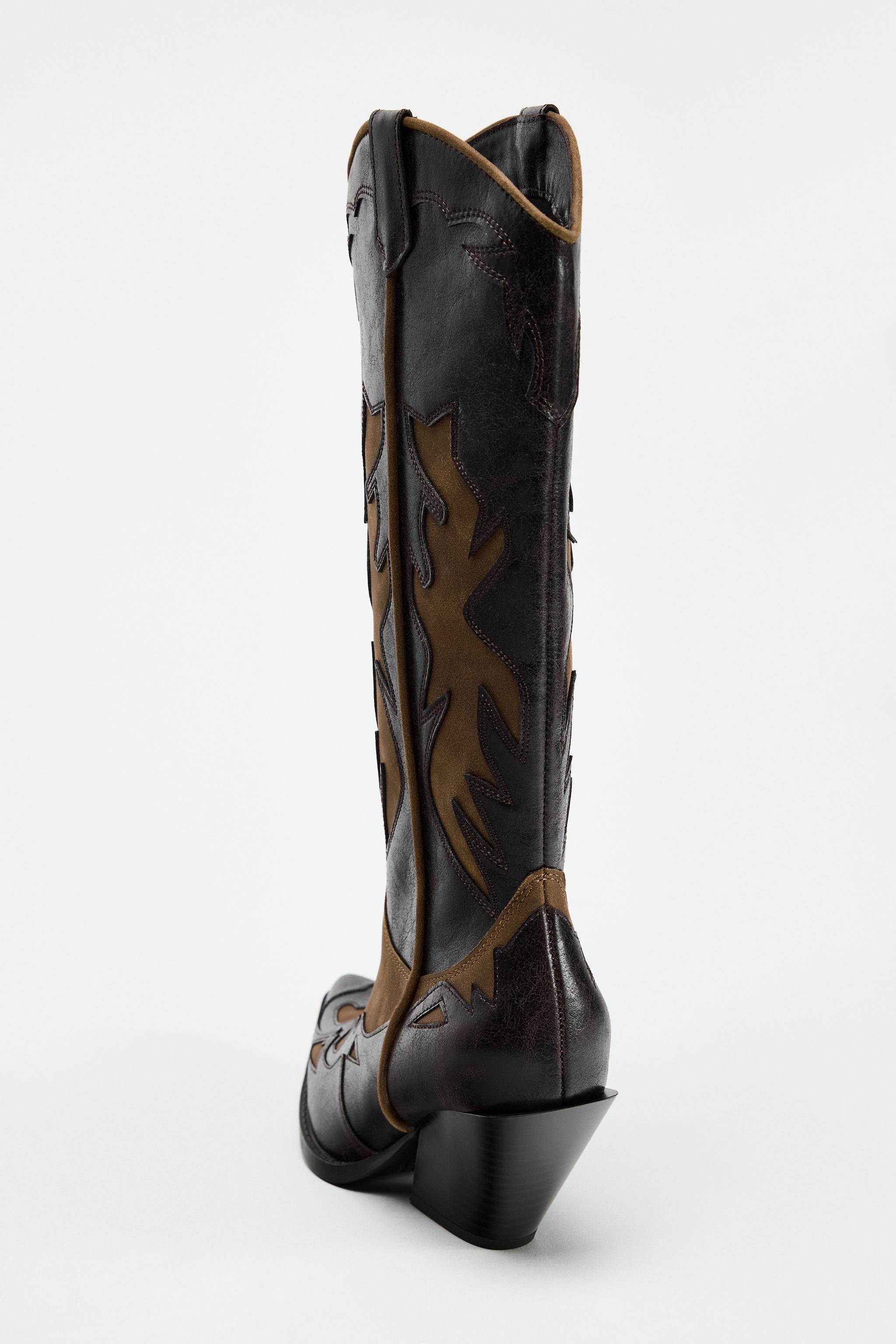 ZARA NEW MAN LEATHER COWBOY BOOTS BLACK 39-45 2035/220 | eBay