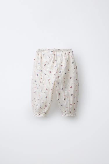 FLORAL TEXTURED JOGGERS - White by Zara - Image 1