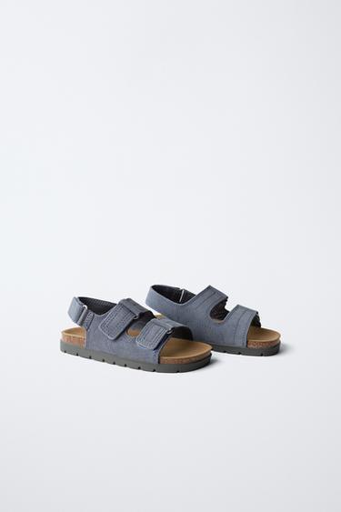 Zara LEATHER SANDALS - Blue