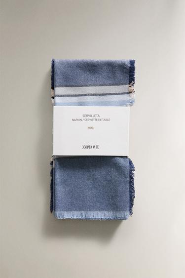 PACK OF THE STRIPED DYED THREAD NAPKINS (pack of 2) - Blue by Zara - Image 4