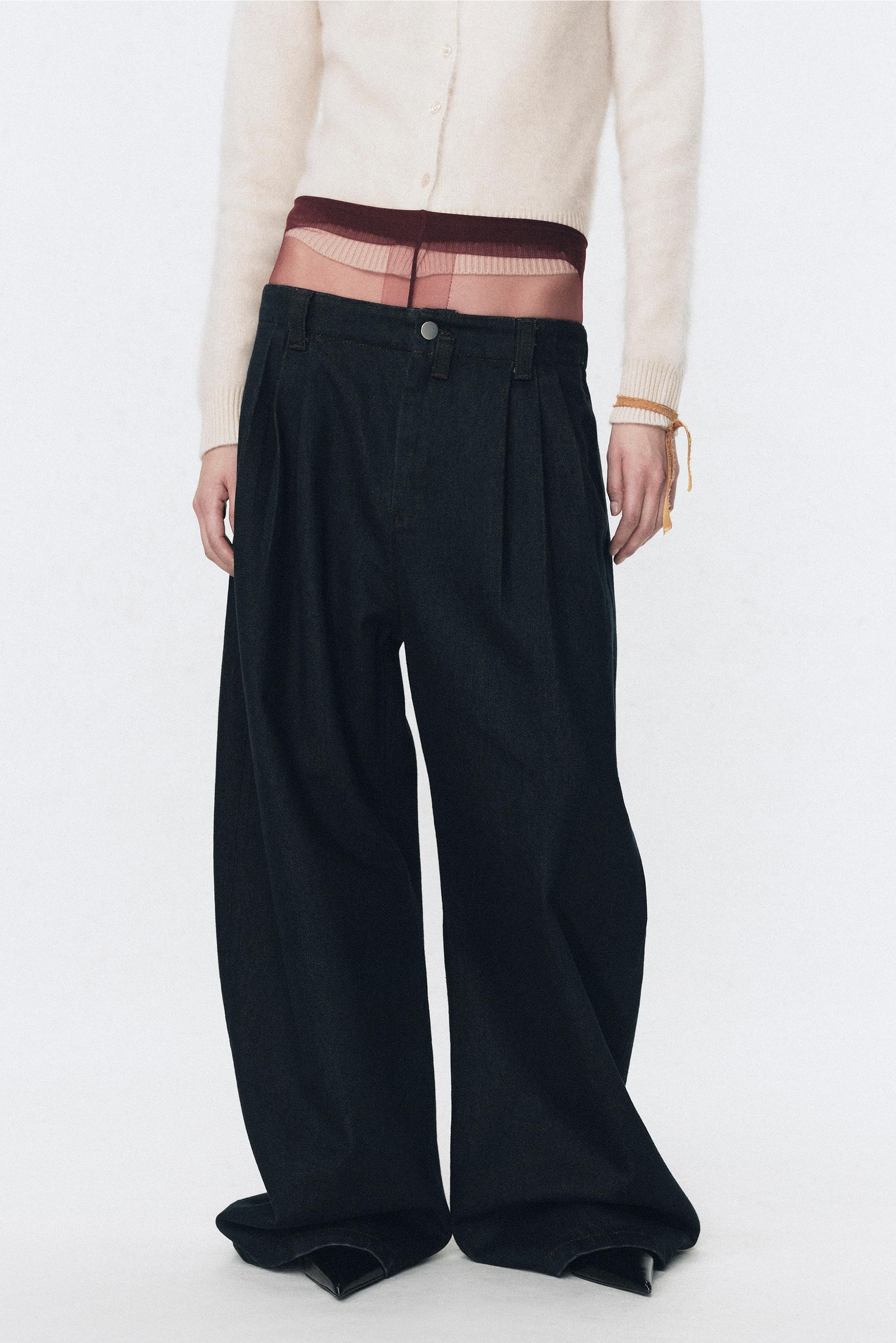 ダーツ入りワイドレッグデニムパンツ SOSHIOTSUKI X ZARA - ブルー