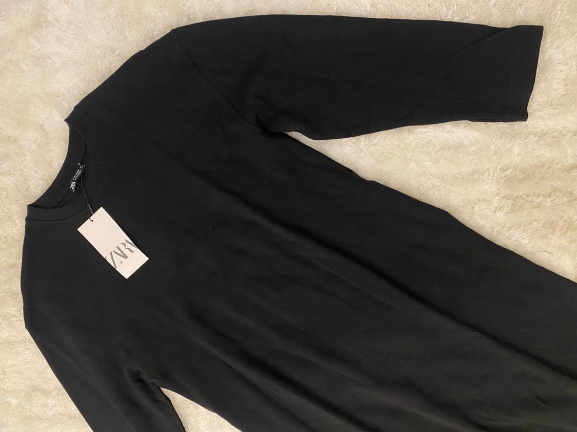 NWT ZARA WASHED EFFECT INTERLOCK DRESS BLACK - Image 2