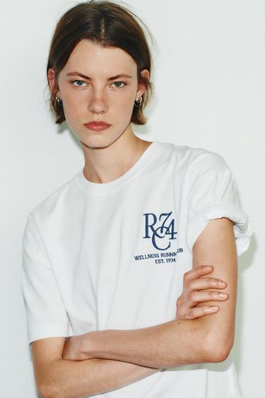 T-SHIRT BRODÉ À INSCRIPTION - Blanc de Zara - Image 2