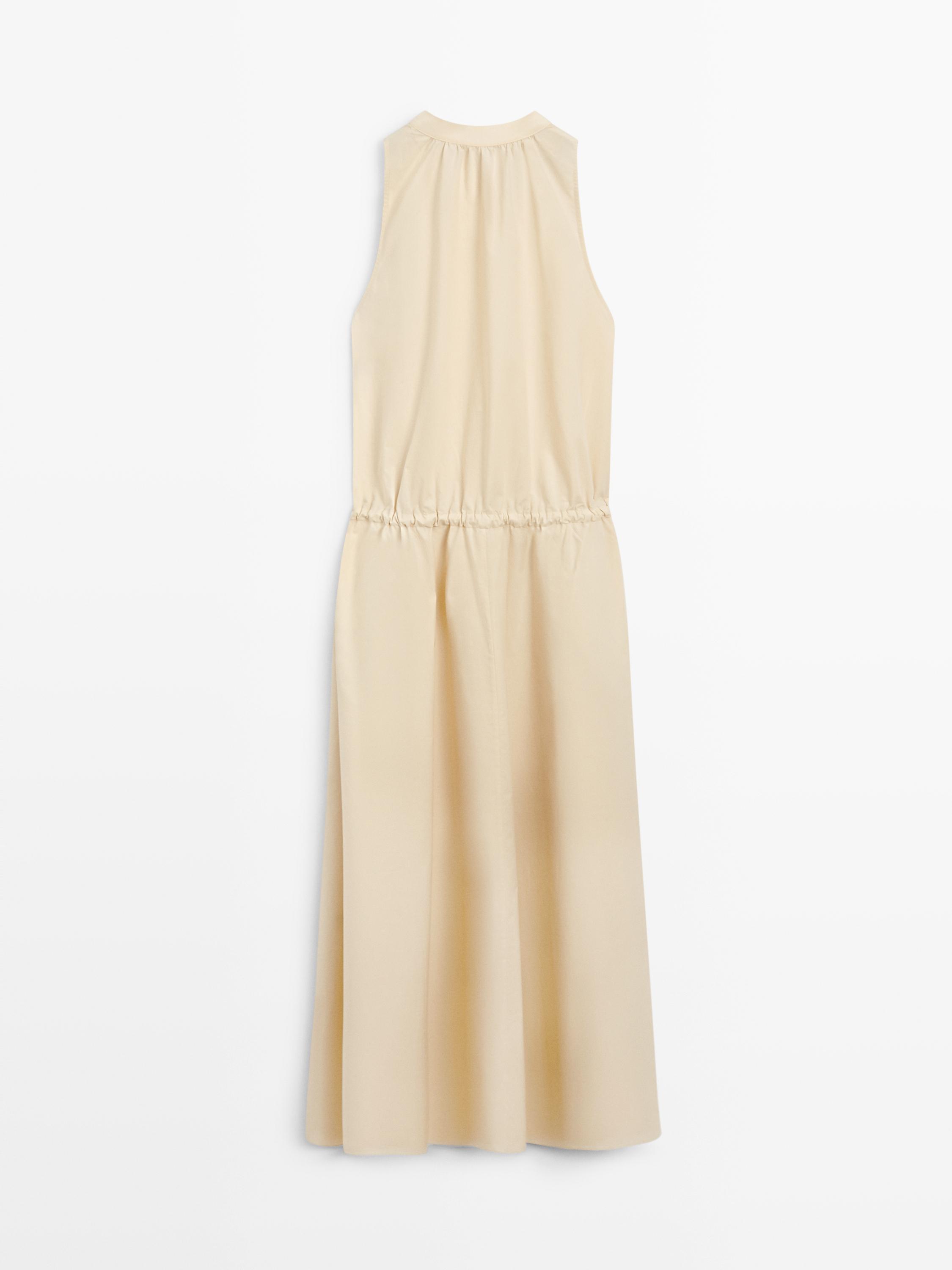 100% cotton midi dress with elasticated waist