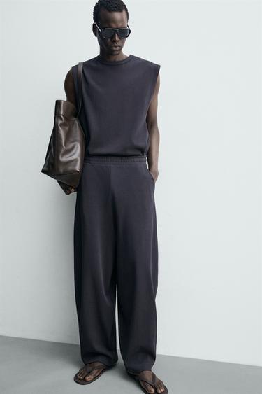 PANTALON JOGGER COUPE BALLON STRUCTURE CÔTELÉE - Bleu de Zara - Image 4