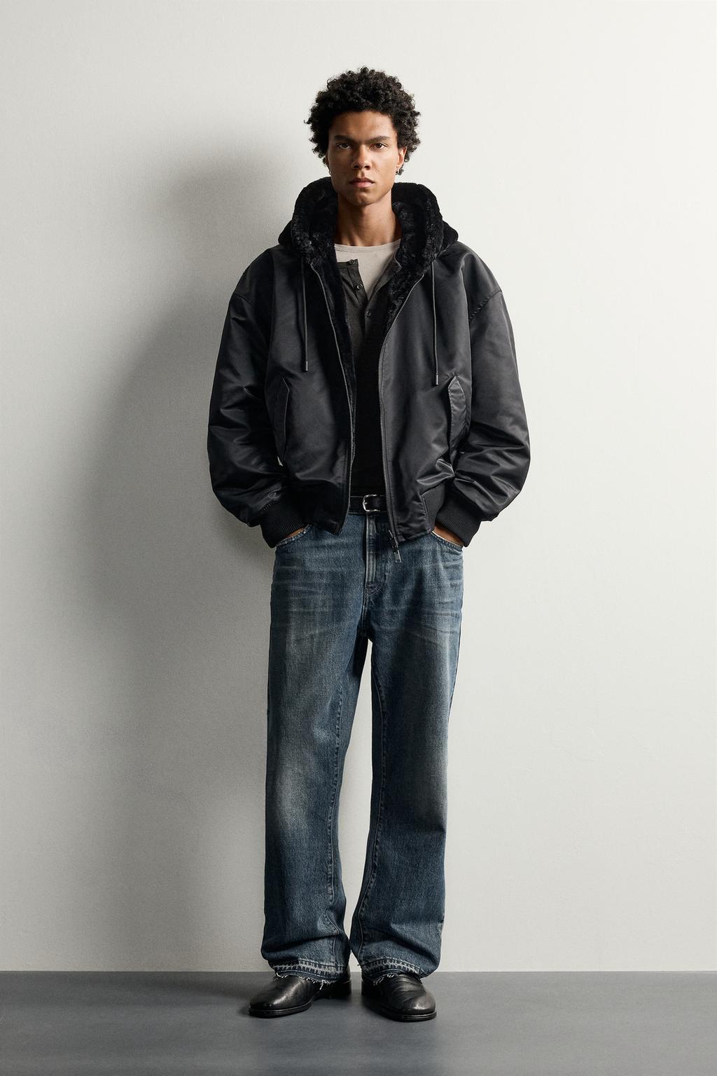 Zara İkitərəfli xəz effektli bomber gödəkçə