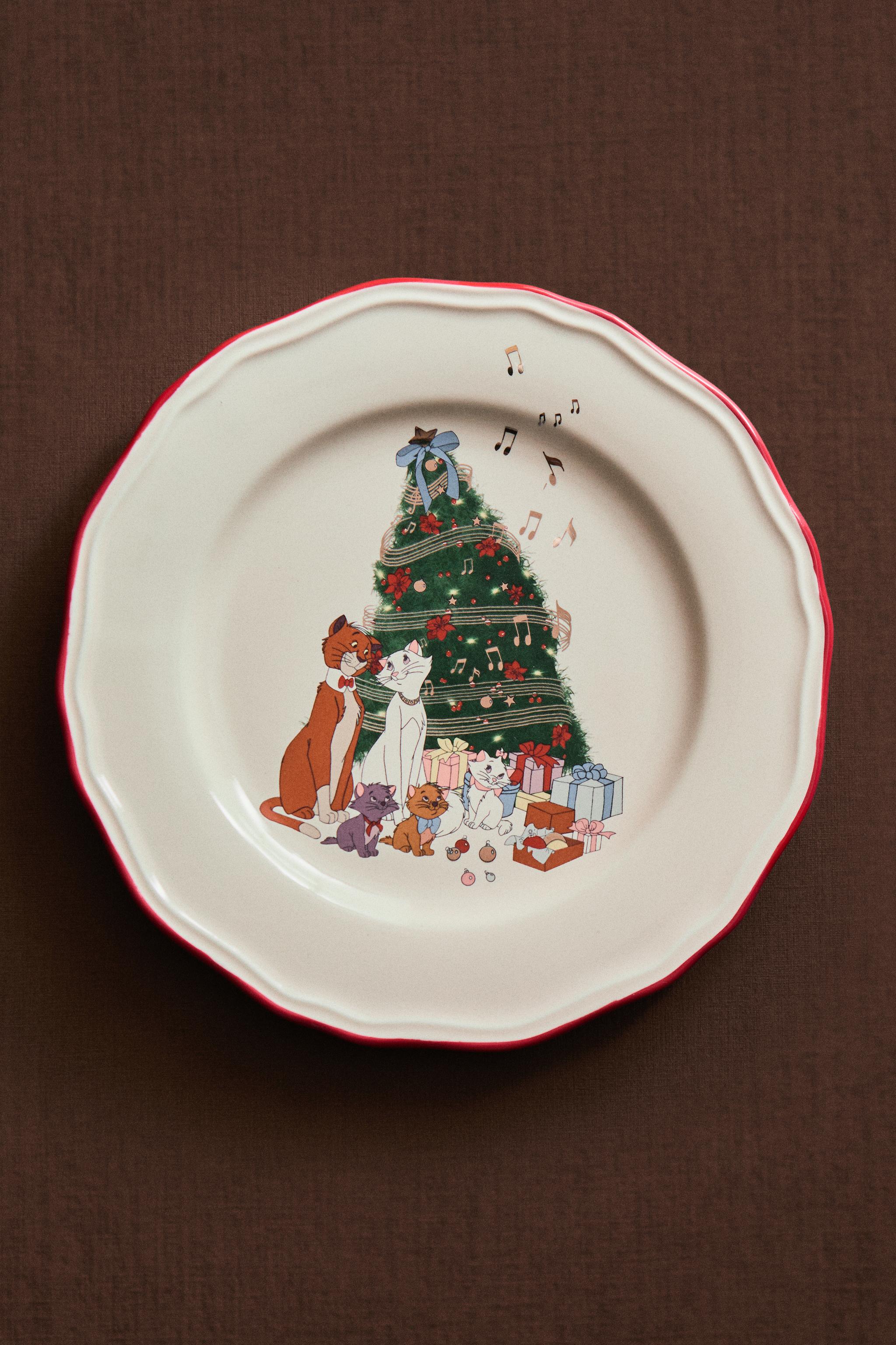 CHILDREN'S CHRISTMAS STONEWARE PLATE THE ARISTOCATS ©DISNEY