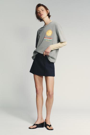 FALDA PANTALÓN CINTURÓN - Marino de Zara