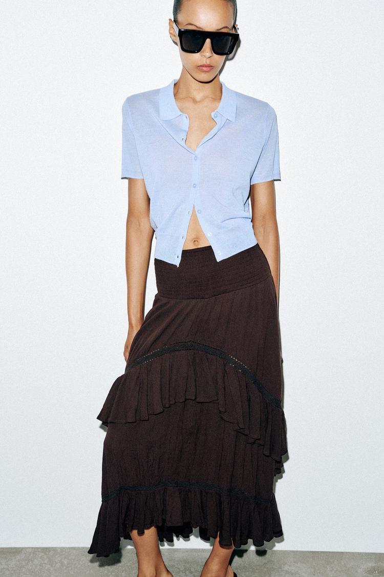 Falda midi con volantes 3