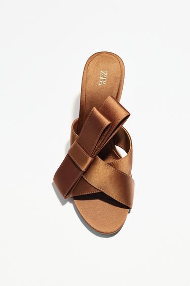 SANDALS WITH SIDE BOW - Brown by Zara