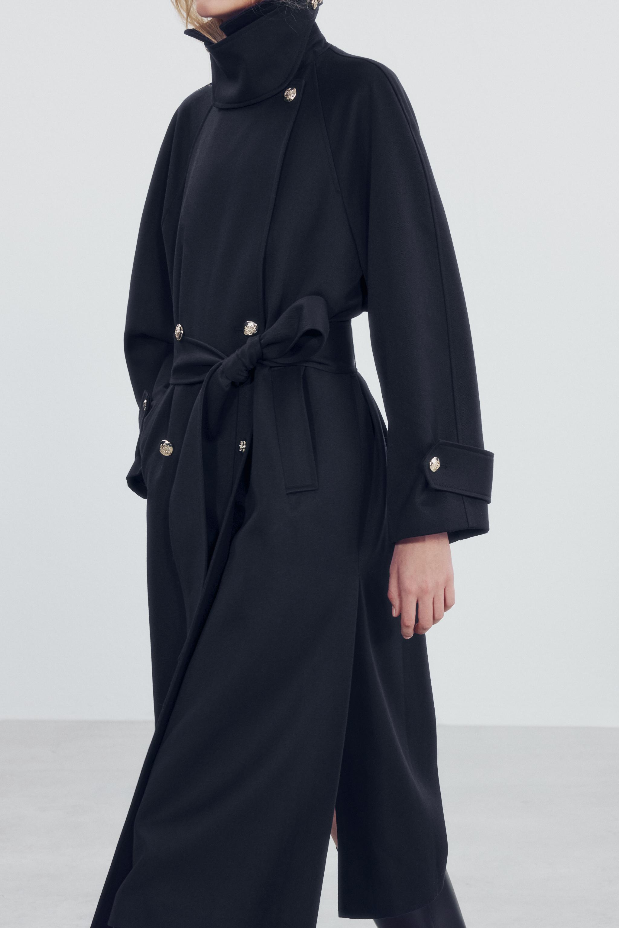 ZW COLLECTION ロング丈トレンチコート - ダークネイビーブルー | ZARA