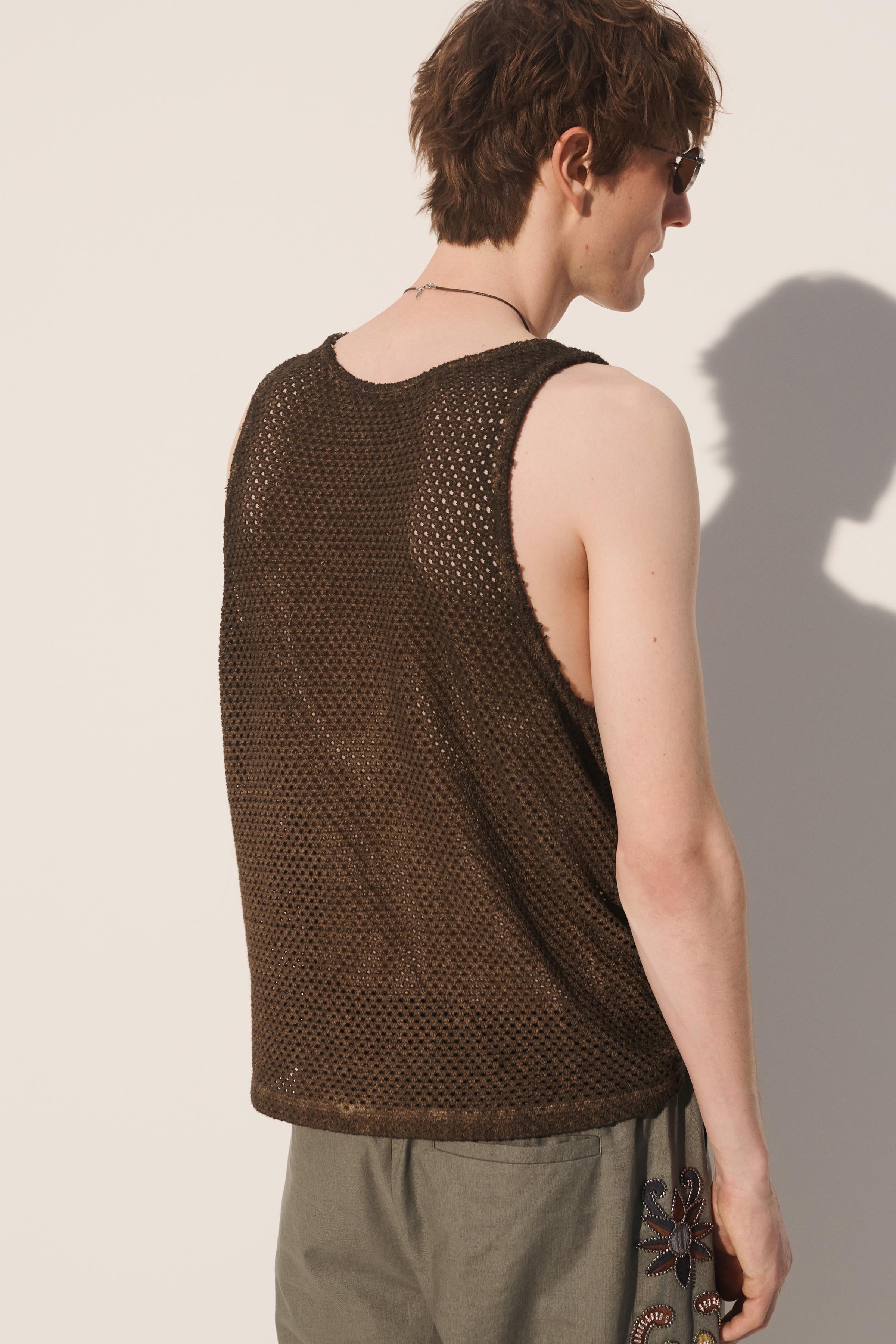 CROCHET KNIT TANK TOP - Brown | ZARA New Zealand