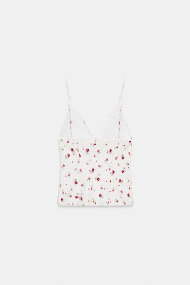 PLEATED STRAPPY TOP - Ecru / Red by Zara - Image 7