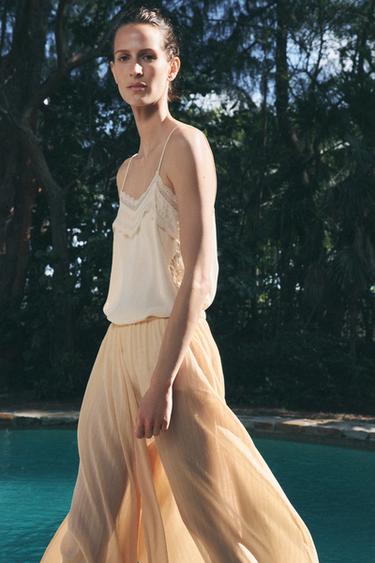 TOP DENTELLE FENTES ZW COLLECTION - Écru de Zara