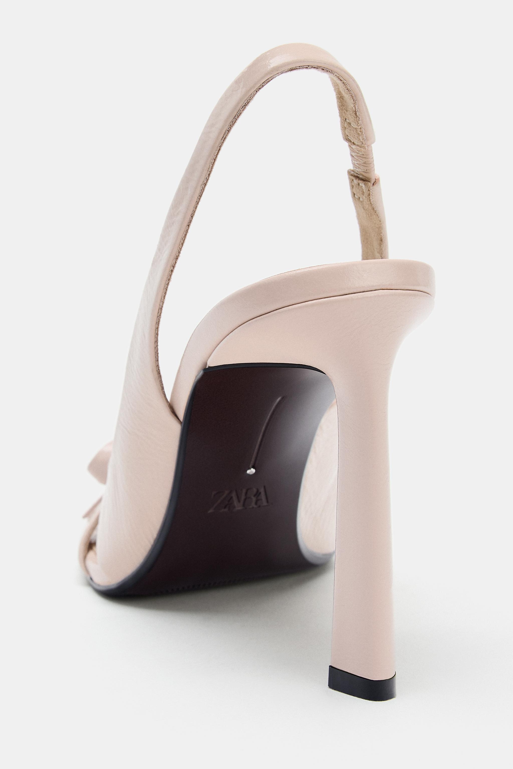 BOW LEATHER HEELED SANDALS