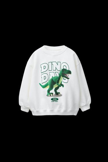 Zara DINOSAUR PRINT SWEATSHIRT - White - Image 0