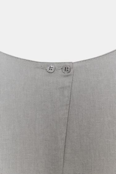 ROBE MI-LONGUE EN LIN ZW COLLECTION - Gris de Zara - Image 6