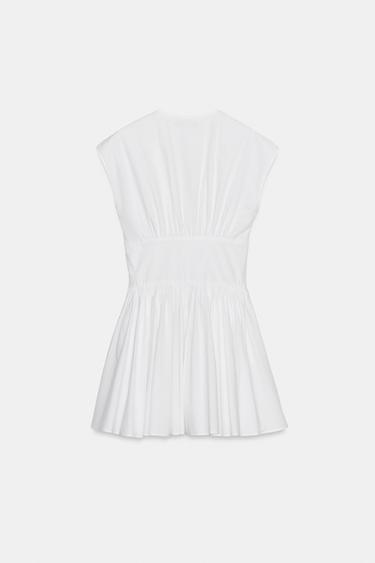Zara MINI POPLIN DRESS - White