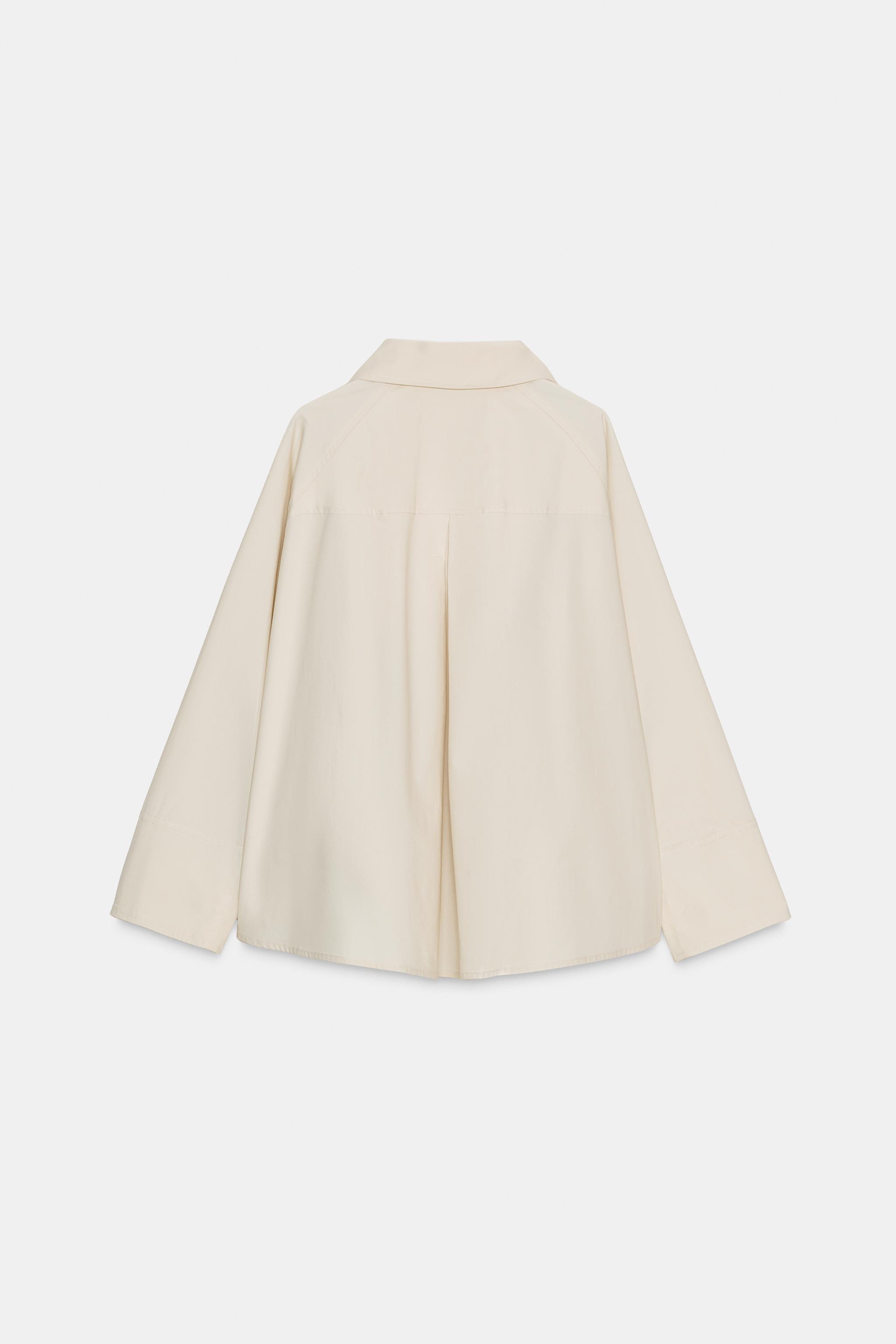 ZW COLLECTION OVERSIZE PLEATED SHIRT - Stone | ZARA South Africa