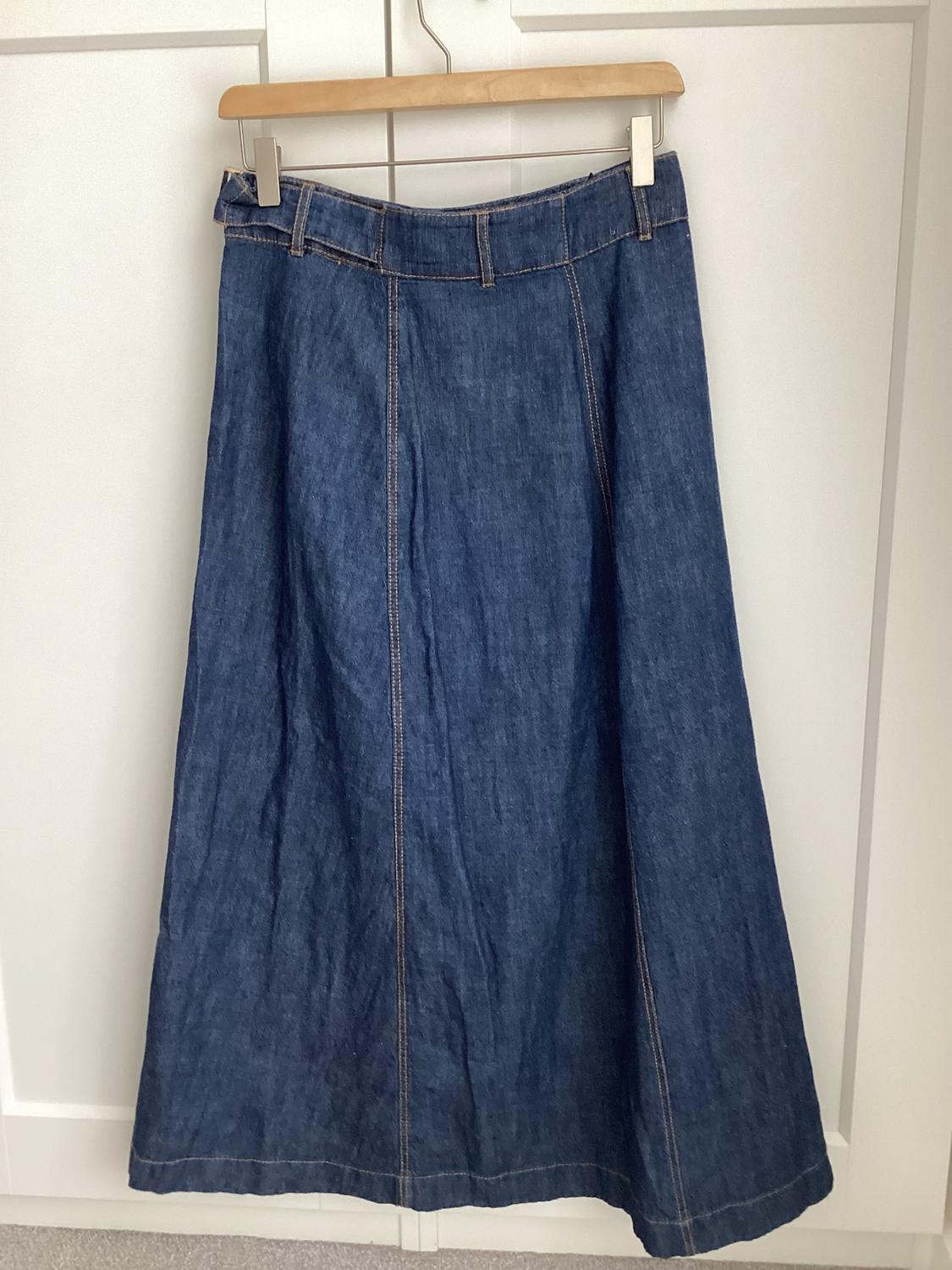 DENIM LINEN BLEND SKIRT - Image 3