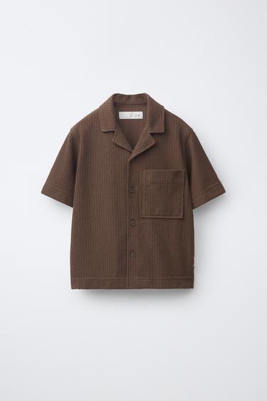 Zara RUSTIC TEXTURED SHIRT - Chocolate