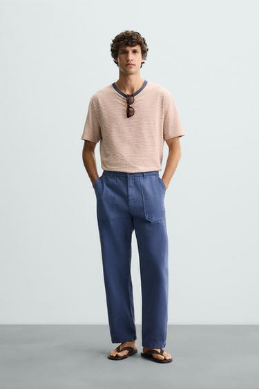 PANTALÓN STARIGHT FIT CANVAS - Azul de Zara - Imagen 0
