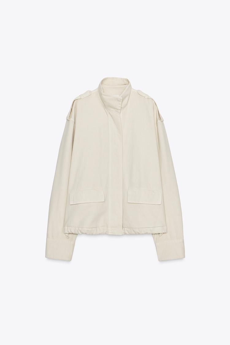 HIGH COLLAR JACKET WITH TABS Oyster-white ZARA Mexico