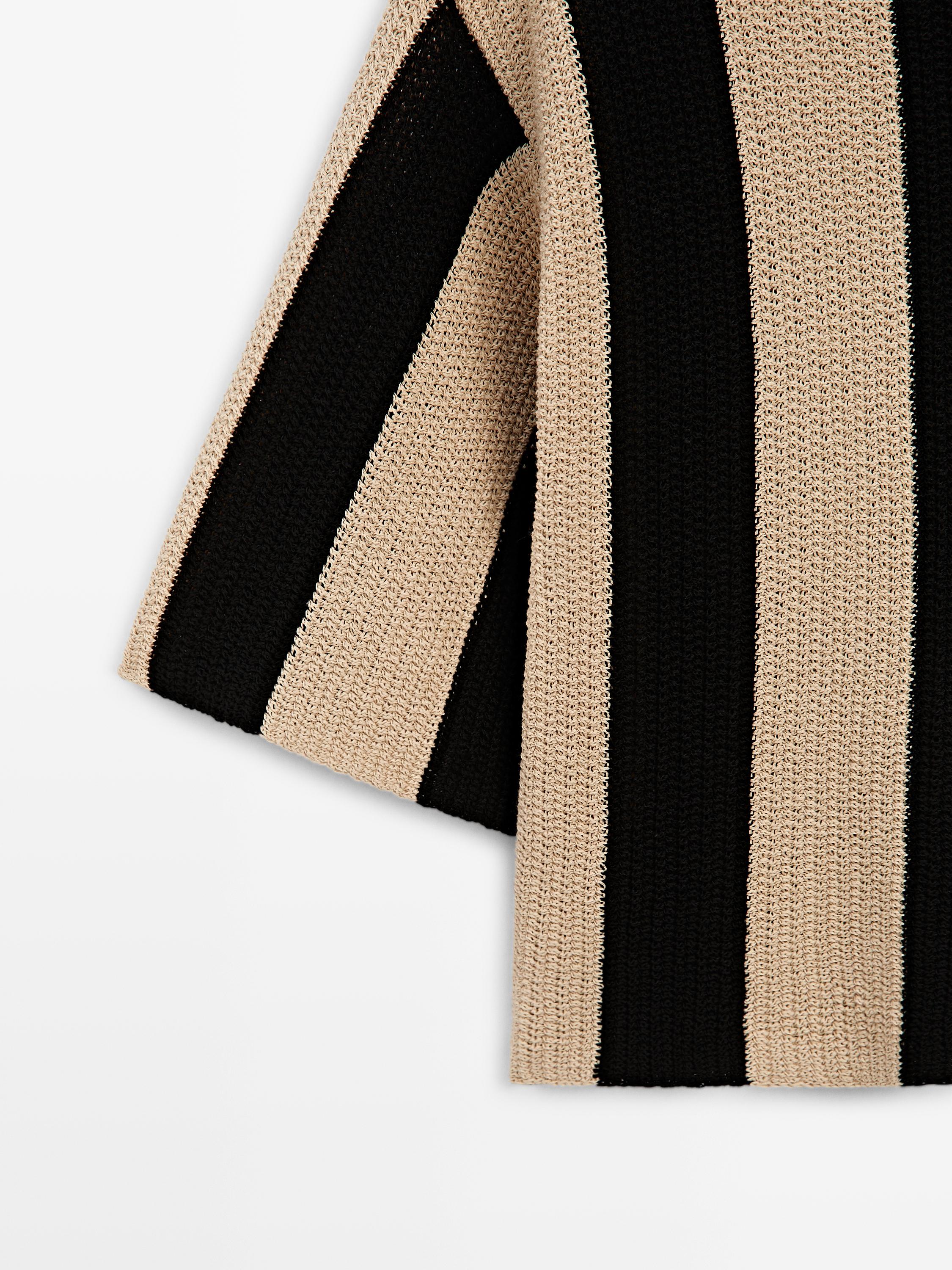 Striped cotton blend knit sweater