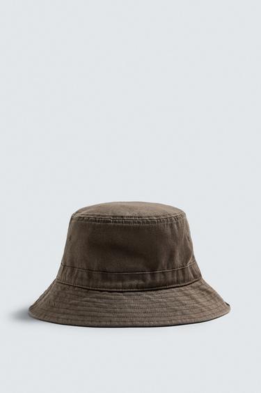 WASHED BUCKET HAT - Dark brown by Zara