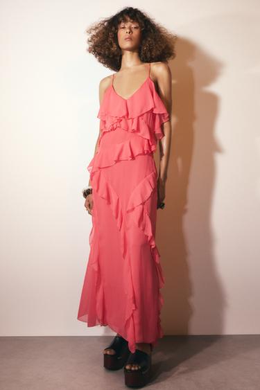 ZW COLLECTION RUFFLED DRESS - Coral by Zara - Image 0