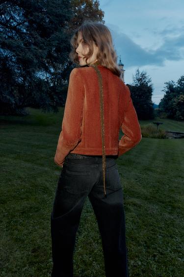 VELVET JACKET WITH SHOULDER PADS - Burnt orange by Zara - Image 4