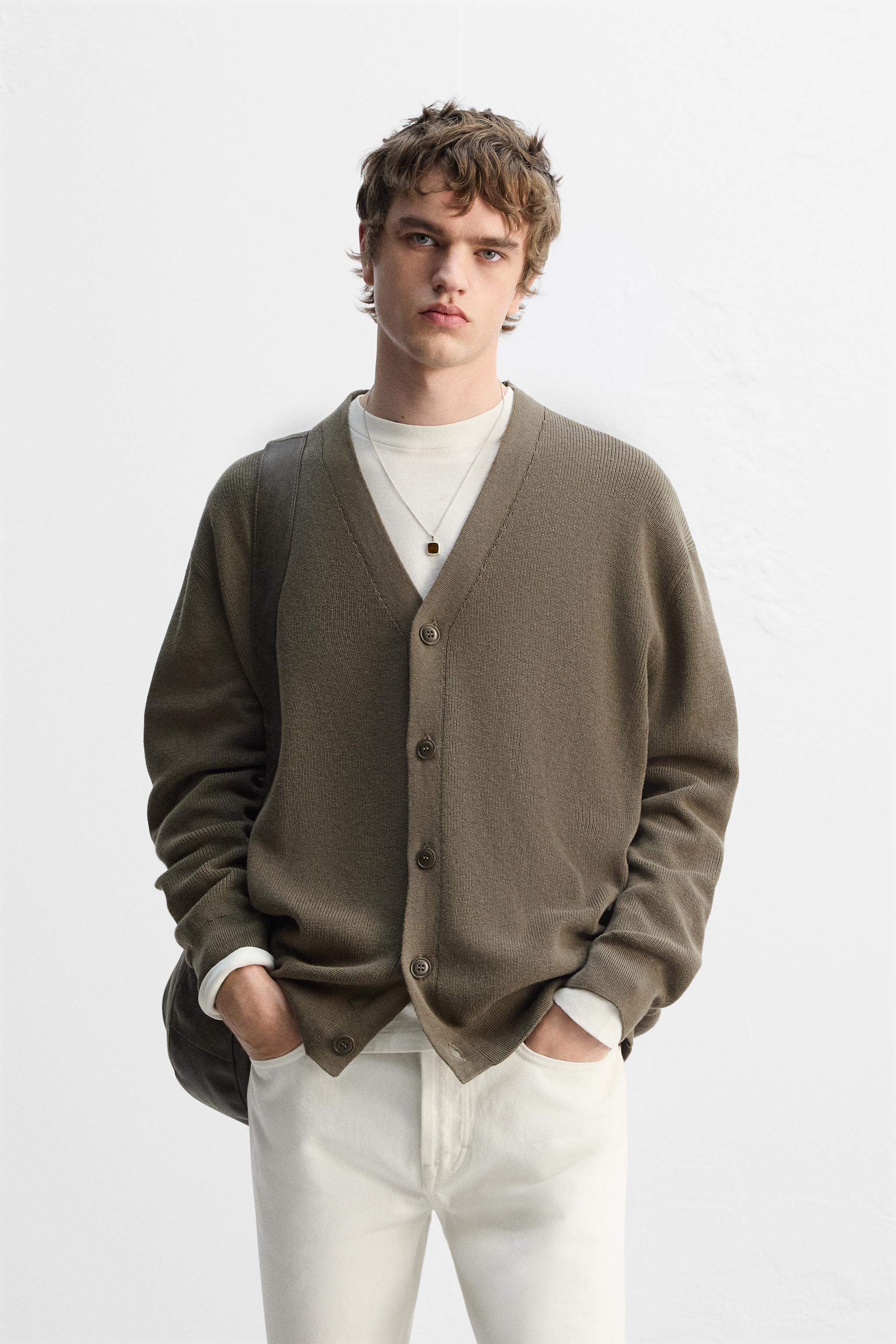コットンブレンドカーディガン - ベージュ | ZARA Japan / 日本