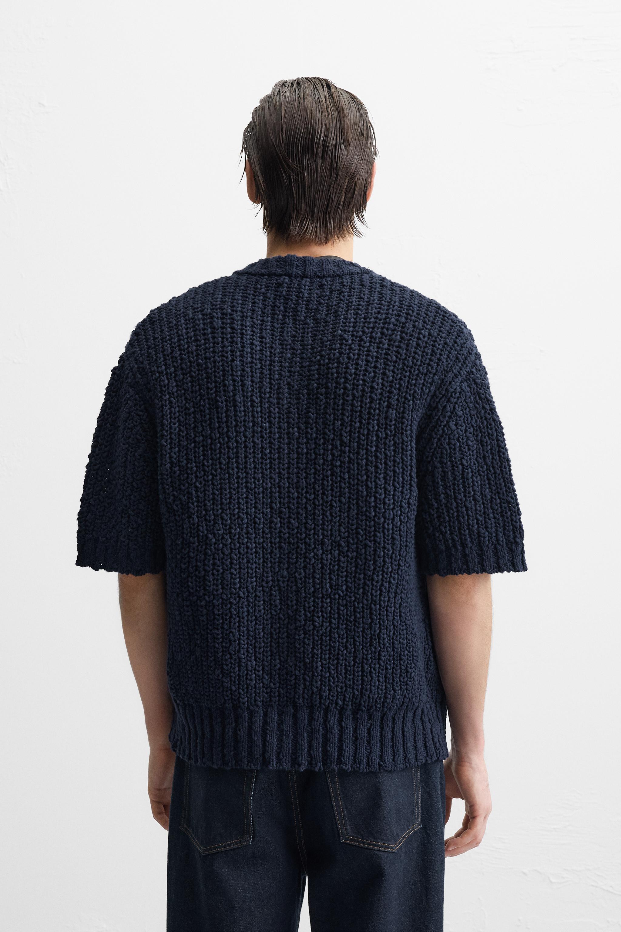 TEXTURED COTTON CARDIGAN - Navy blue | ZARA United States TEXTURED COTTON CARDIGAN - Navy blue | ZARA United States
