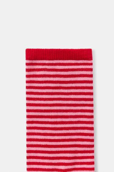 CHAUSSETTES JACQUARD À RAYURES - Rouge de Zara - Image 1