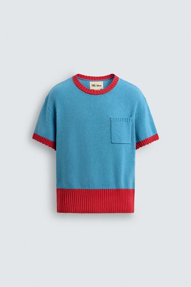 Zara CONTRAST KNIT T-SHIRT HARRY LAMBERT FOR ZARA X DISNEY - Blue