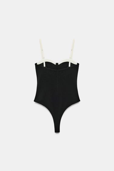 BODY À BRETELLES CONTRASTANTES - Noir / Blanc de Zara - Image 7