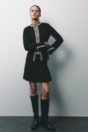 CHAQUETA ABALORIOS 100% LANA - Negro de Zara