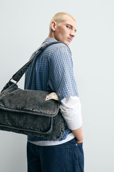 WASHED EFFECT DENIM CROSSBODY BAG - Grey by Zara - Image 0