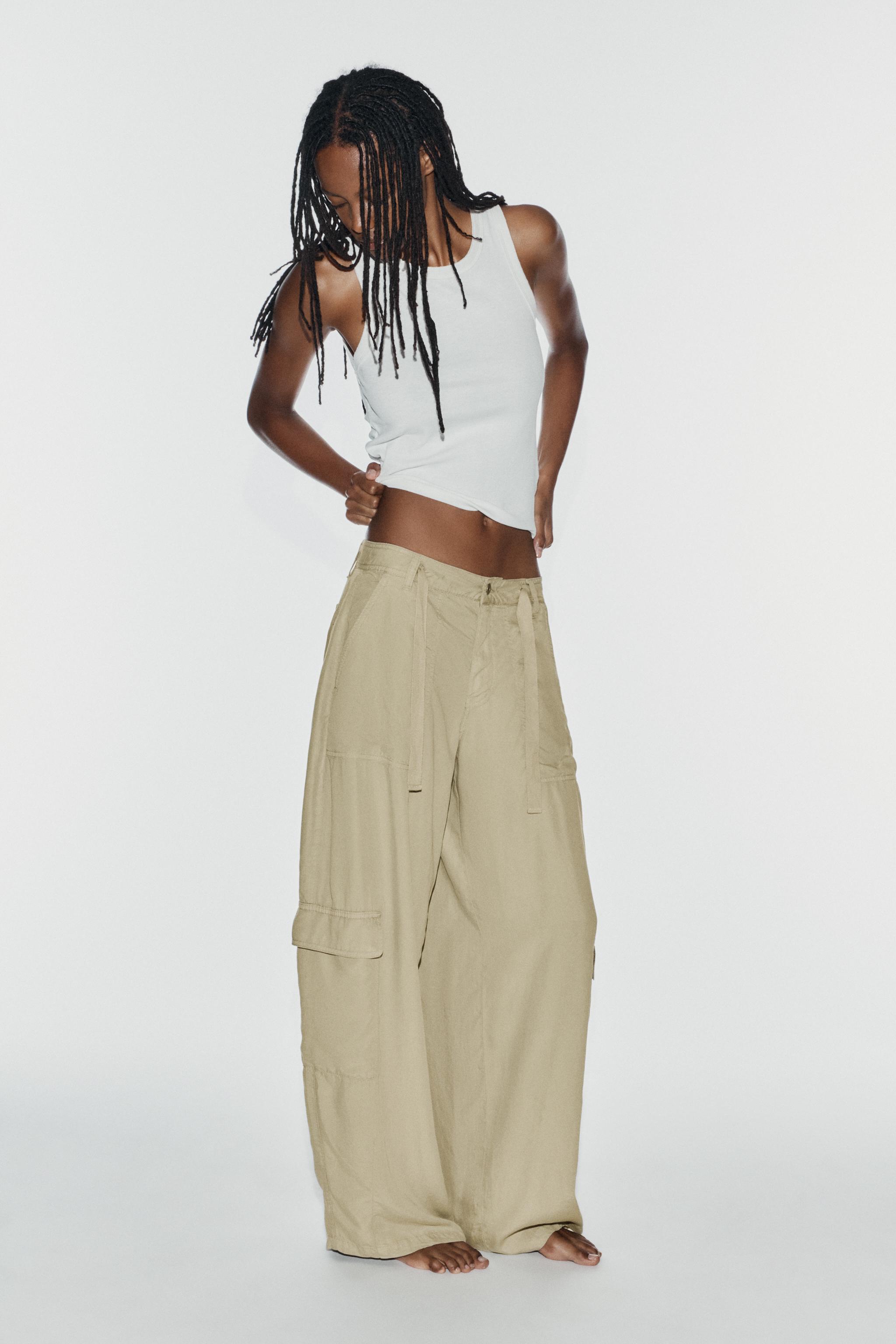 Zara OVERSIZE DÖKÜMLÜ KARGO PANTOLON görsel 7