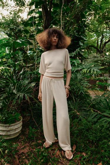 QUẦN RÚSTICO ỐNG RỘNG - Màu be nhạt từ Zara