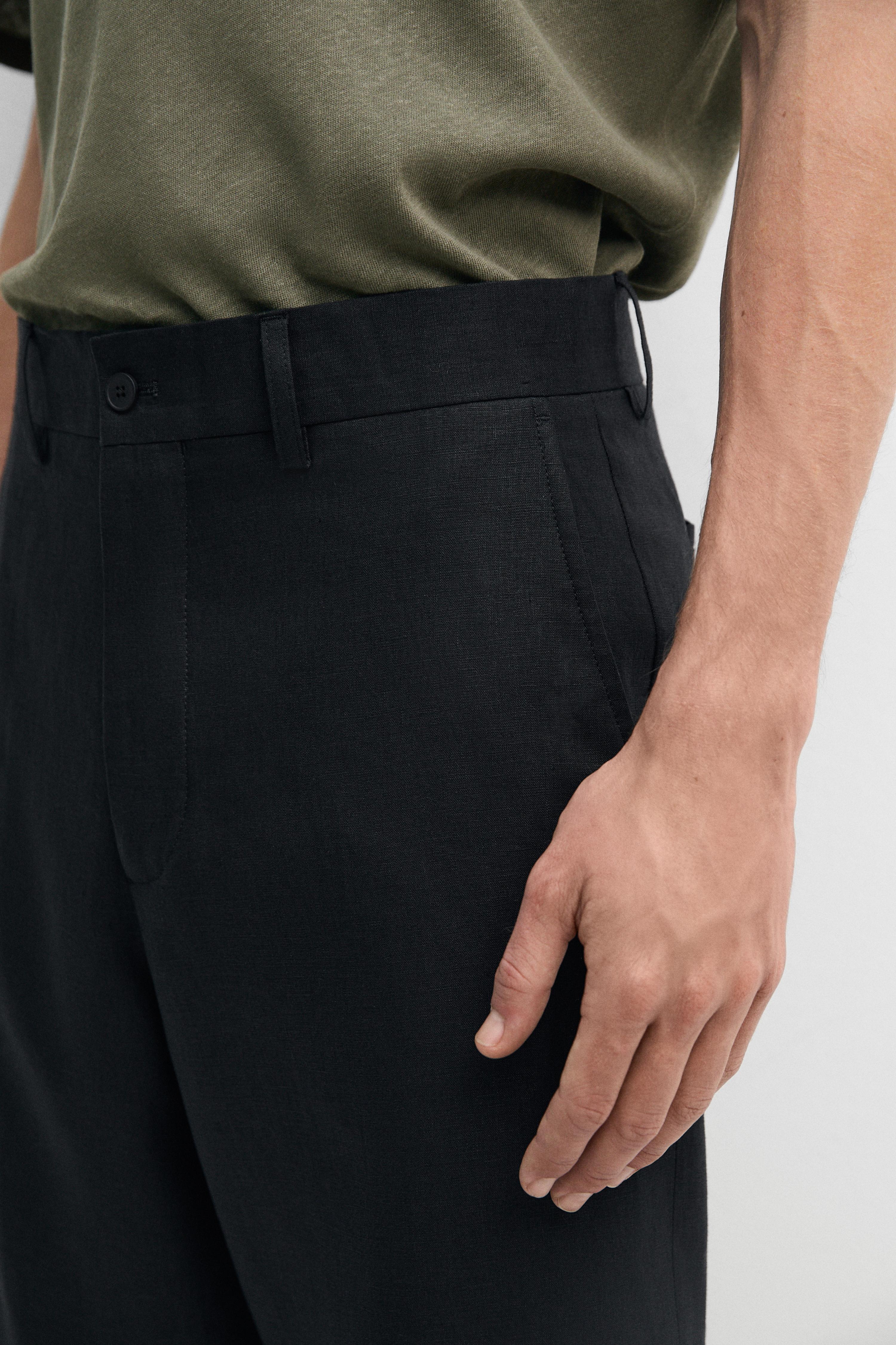 Tailored fit 100% linen suit trousers